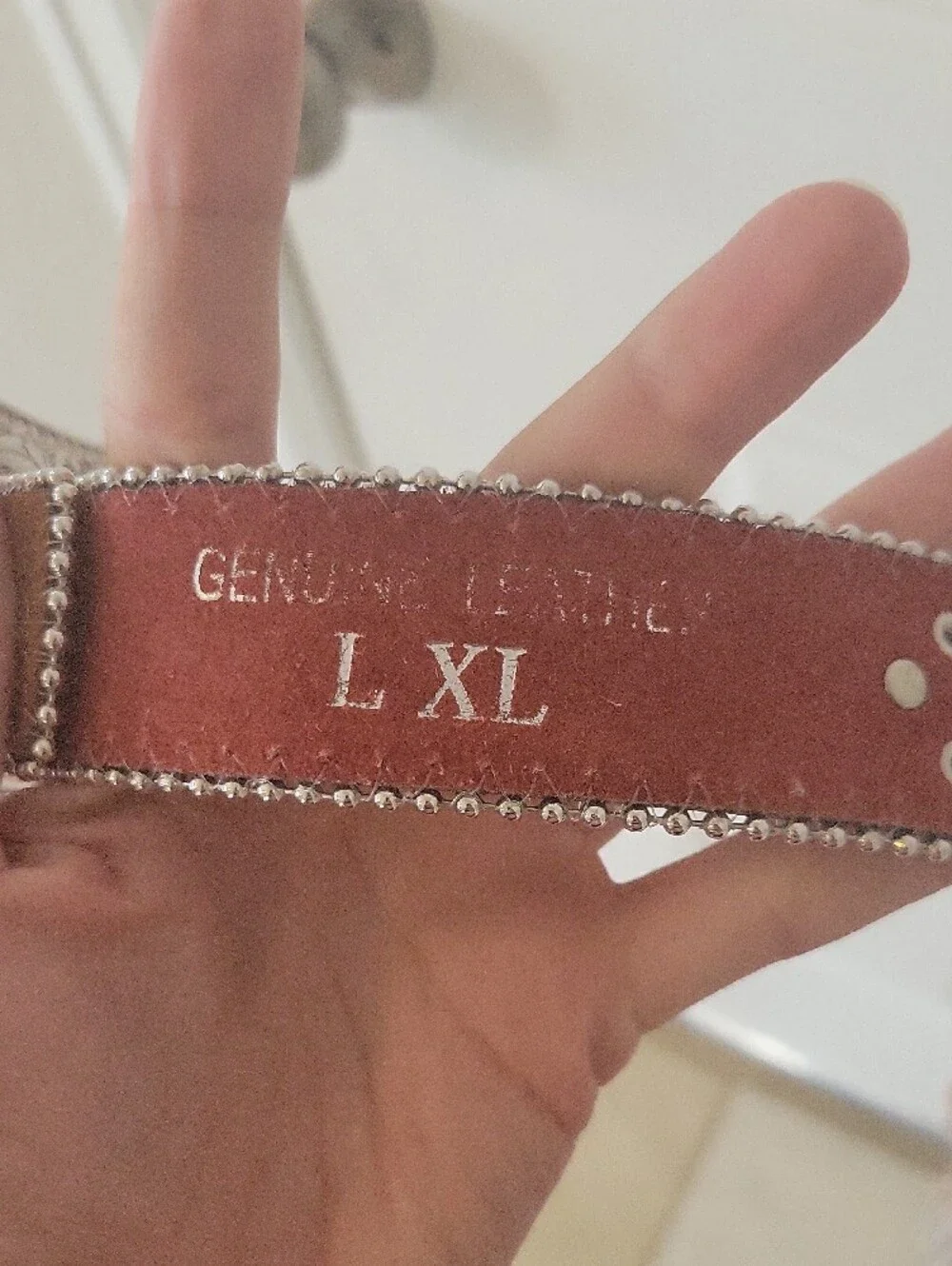 Studded Brown Leather Belt with Floral Conchos